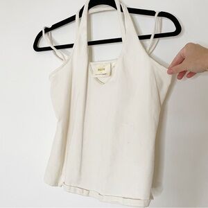Maeve by Anthropologie double strap halter top off white medium cotton knit